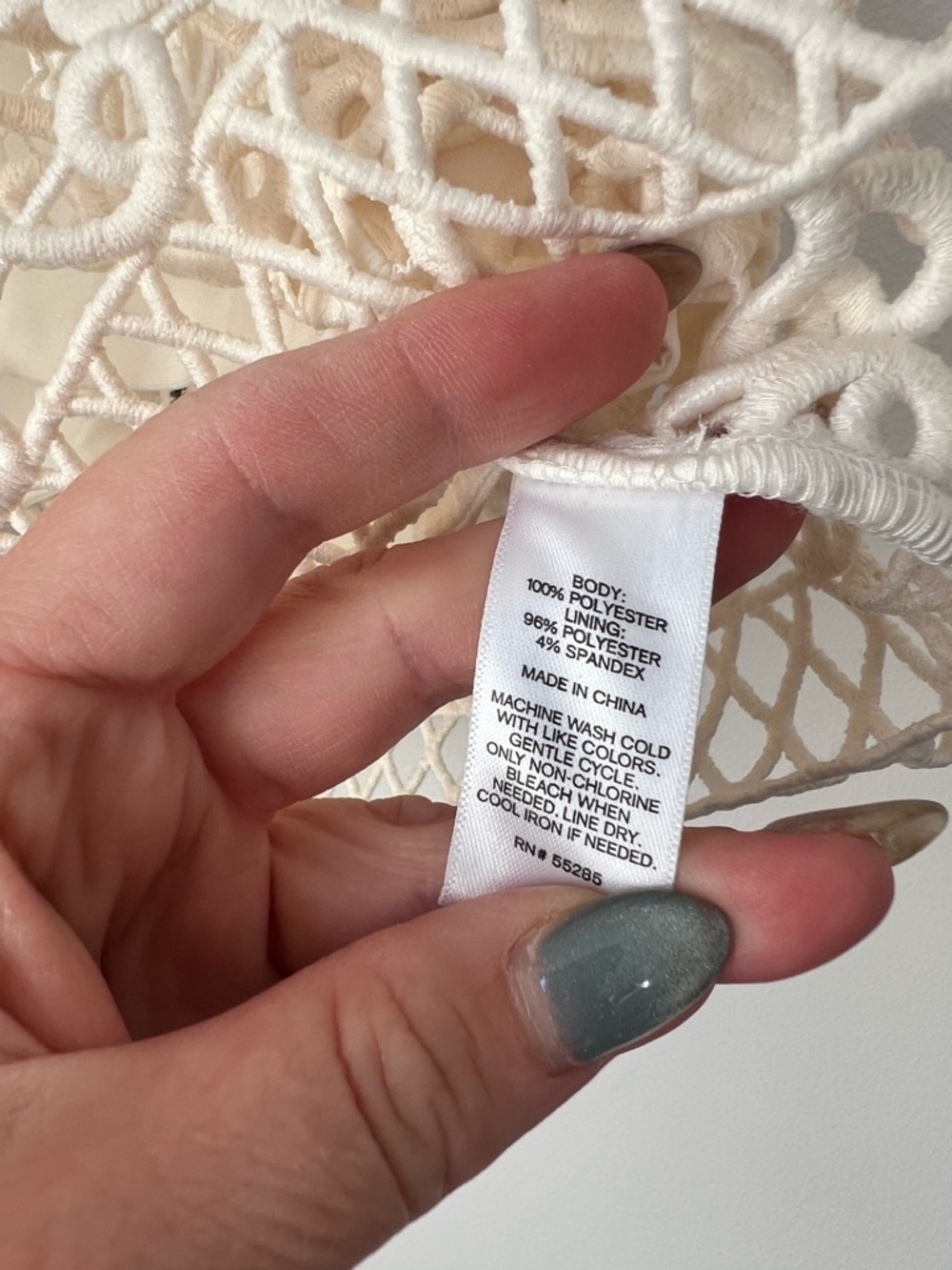Express Cream Crochet Halter Crop Top - Picture 5 of 5